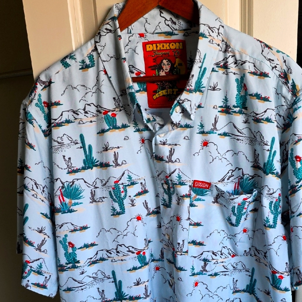 DIXXON Men's Cactus Print Shirt - Sky Blue